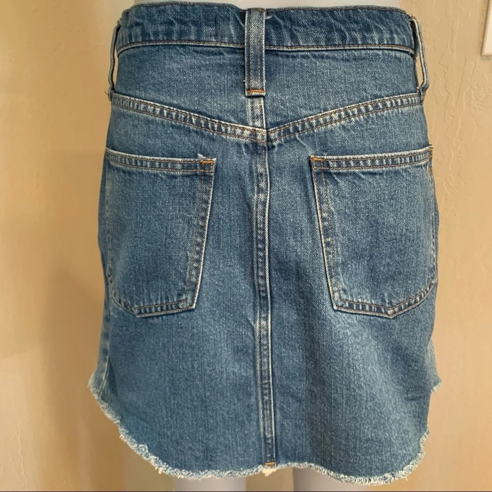MADEWELL Denim Panel Frayed Hem 5 Pocket Skirt 100% Cotton - Picture 9 of 15